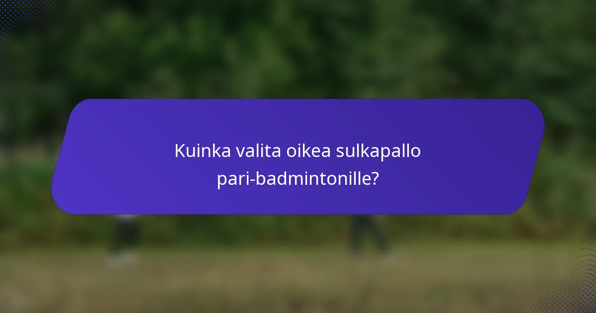 Kuinka valita oikea sulkapallo pari-badmintonille?