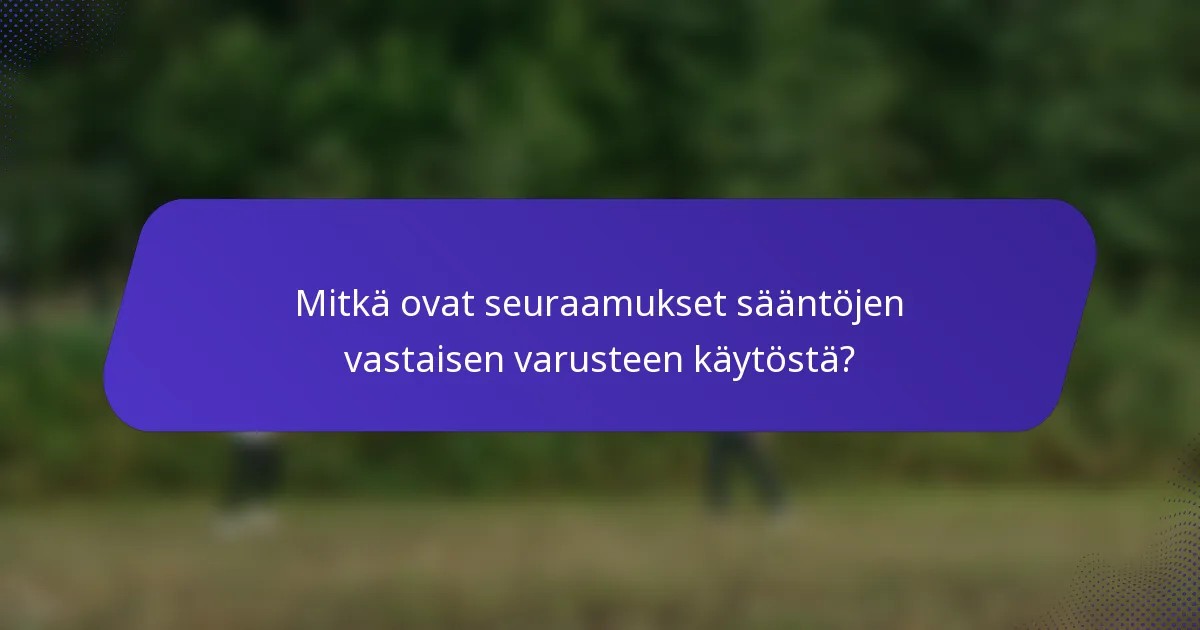 Mitkä ovat seuraamukset sääntöjen vastaisen varusteen käytöstä?